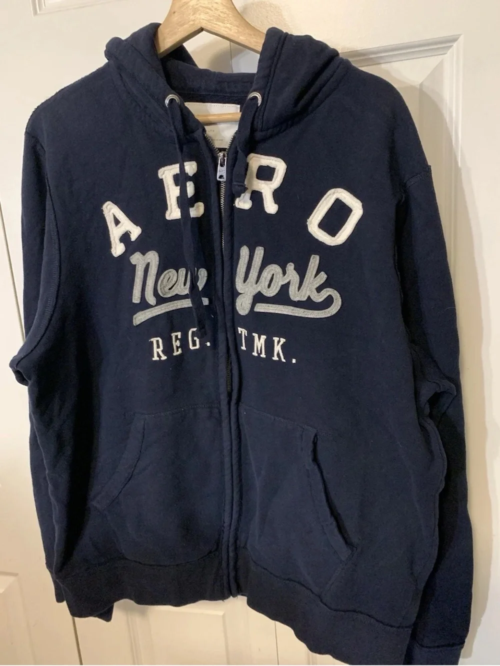 Aeropostale New York Mens Sz XL full ziphoodie sweatshirt pockets Blue